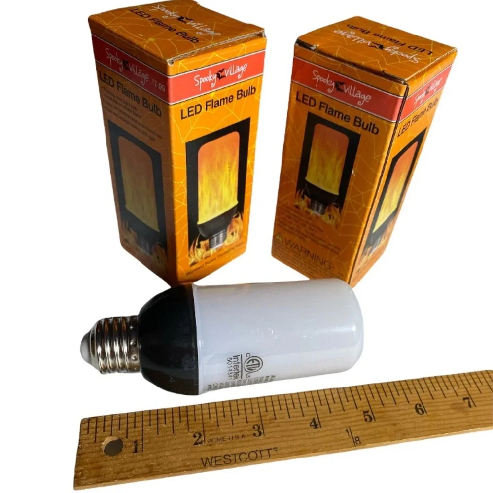 LED Flame Effect Light Bulb 2 Pack Natural Flame Standard Threading Spooky Ville
